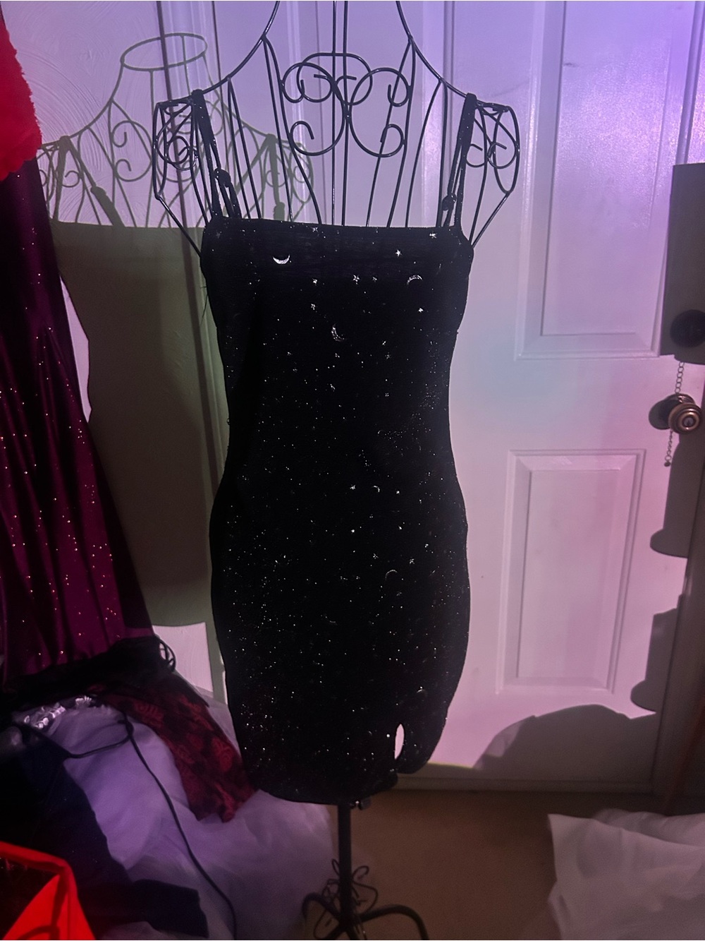 ZAFUL Black Glitter Bodycon Mini Dress with Spaghetti Straps